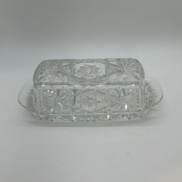 Vintage Anchor Hocking Glass Butter Dish EAPC Star Of David - Picture 12 of 12